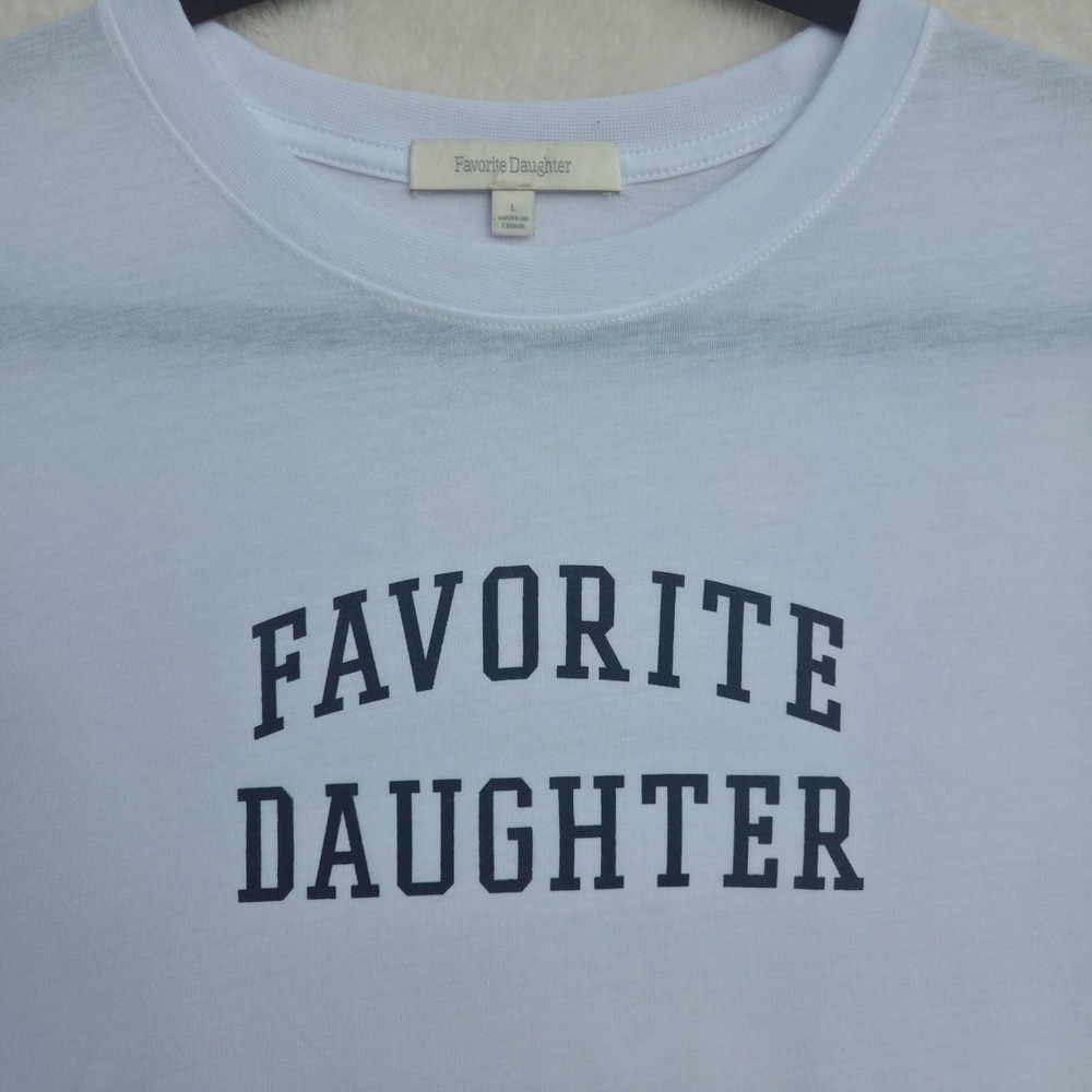 Favorite Daughter The Cropped Collegiate Graphic Tee White Size Large